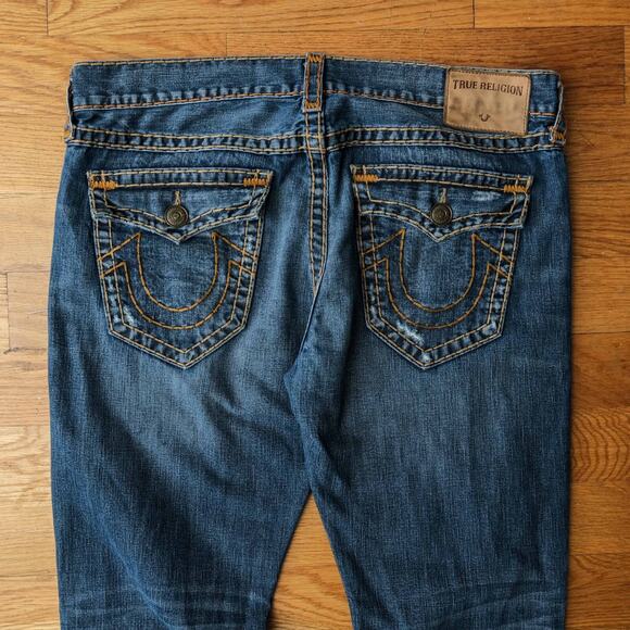 True Religion Men's Straight Jeans - Distressed Blue - Picture 9 of 10